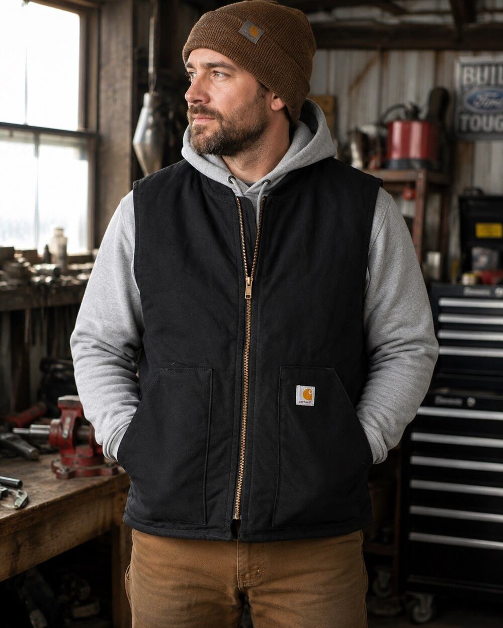 Carhartt V01 Black Duck Arctic Quilt Lined Work Vest Large Tall Heavy Duty V01